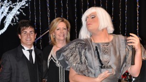 Pride WA's Bevan Marwick, Lord Mayor Lisa Scaffidi and Feminem at the 2009 Glammy Awards