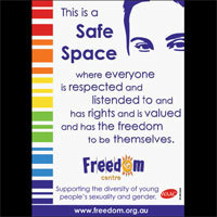 The Freedom Centre's new 'Safe Space' poster. Poster design by Nadine Toussaint.