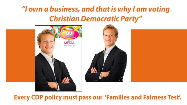 Advertisement from Fred Nile's Christian Democrats Facebook page. Insert: OUTinPerth 2011 Media Guide