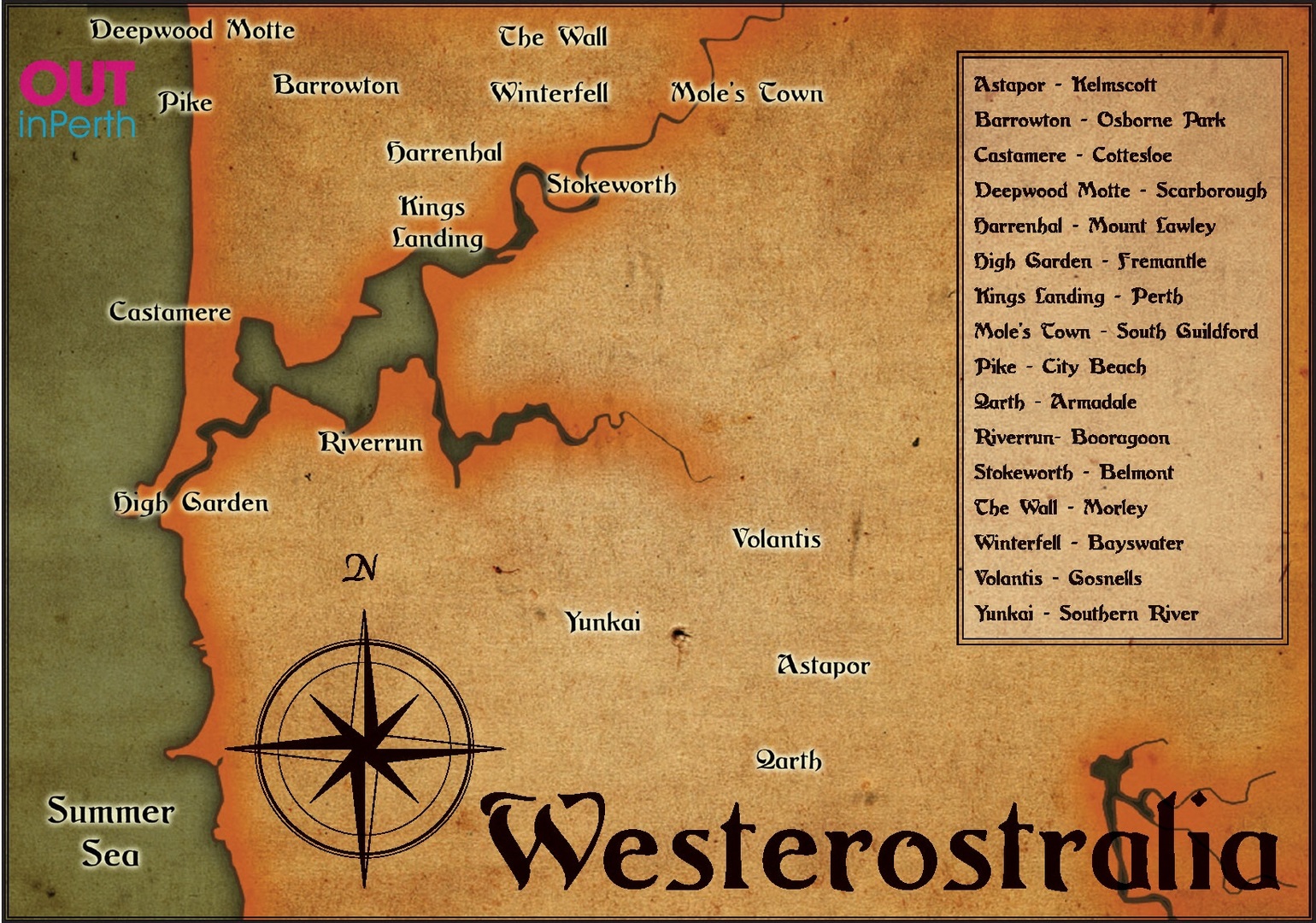 Perth as Game of Thrones Westerostralia