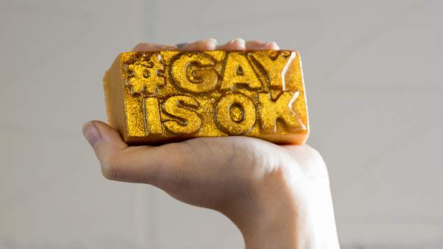 GayIsOK soap held high