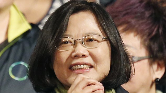 Taiwan's Democratic Progressive Party, DPP, presidential candidate Tsai Ing-wen thanks supporters as she celebrates winning the presidential election Saturday, Jan. 16, 2016, in Taipei, Taiwan. Pro-independence party candidate Tsai Ing-wen claimed victory in Taiwan's presidential election late Saturday, defeating the China-friendly party that has led the self-governing island for eight years and soon to be come its first female head of state. (AP Photo/Wally Santana)