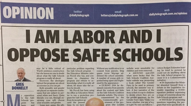 ANTI SAFE SCHOOLS LABOR ALP