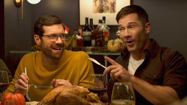 (from left) Bobby (Billy Eichner) and Aaron (Luke Macfarlane) in Bros, directed by Nicholas Stoller.